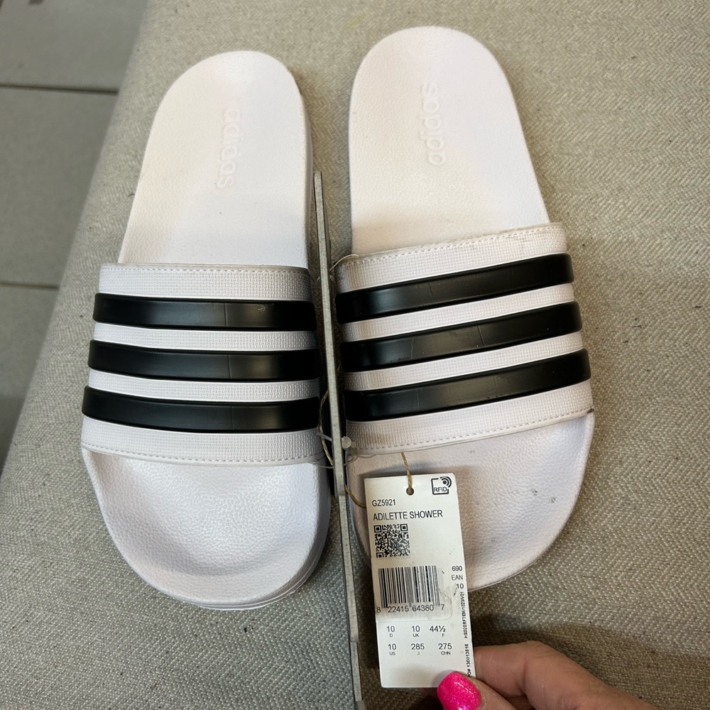 Adidas Women's men’s Striped Black and White Sandals